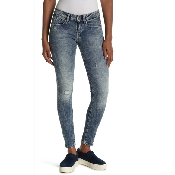 G-Star Denim - G-STAR RAW Midge Zip Mid Skinny Jeans In Lt Vintage Aged Destroy